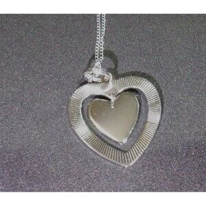 Vtg. Avon Sterling Silver Heart within a Heart Necklace NOS